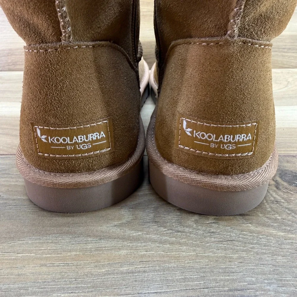 UGG Koolaburra Classic Mini Boots Big Girls Youth 5 Zip Chestnut Faux Sherpa